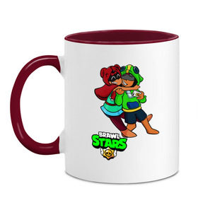 Кружка двухцветная с принтом Brawl Stars в Ухте, керамика | объем — 330 мл, диаметр — 80 мм. Цветная ручка и кайма сверху, в некоторых цветах — вся внутренняя часть | brawl | brawl stars | crow | leon | stars | бравл | бравл старс | браво старс | игра | компьютерная | кров | леон | онлайн | старс