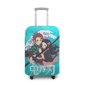 Чехол для чемодана 3D с принтом Клинок рассекающий демонов в Ухте, 86% полиэфир, 14% спандекс | двустороннее нанесение принта, прорези для ручек и колес | anime | demon slayer | kimetsu no yaiba | nezuko | tanjiro | аниме | клинок рассекающий демонов | клинок уничтожающий демонов | манга | нэдзуко | тандзиро