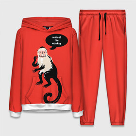 Женский костюм 3D (с толстовкой) с принтом Marcel the monkey в Ухте,  |  | Тематика изображения на принте: chandler | friends | joe | joseph | lobster | monica | phoebe | pivot | rachel | ross | дженнифер | джо | джозеф | друзья | моника | росс | рэйчел | сериал friends | сериал друзья | фиби | чендлер