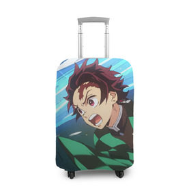 Чехол для чемодана 3D с принтом Клинок рассекающий демонов в Ухте, 86% полиэфир, 14% спандекс | двустороннее нанесение принта, прорези для ручек и колес | anime | demon slayer | kimetsu no yaiba | nezuko | tanjiro | аниме | клинок рассекающий демонов | клинок уничтожающий демонов | манга | нэдзуко | тандзиро