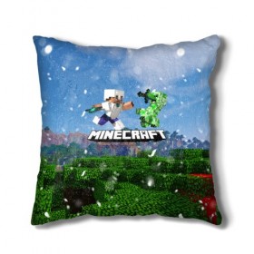 Подушка 3D с принтом Minecraft / Майнкрафт в Ухте, наволочка – 100% полиэстер, наполнитель – холлофайбер (легкий наполнитель, не вызывает аллергию). | состоит из подушки и наволочки. Наволочка на молнии, легко снимается для стирки | 