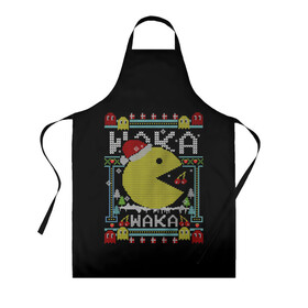 Фартук 3D с принтом Pac-man sweater в Ухте, 100% полиэстер | общий размер — 65 х 85 см, ширина нагрудника — 26 см, горловина — 53 см, длина завязок — 54 см, общий обхват в поясе — 173 см. Принт на завязках и на горловине наносится с двух сторон, на основной части фартука — только с внешней стороны | cherry | christmas | holyday | new | pac man | pacman | snow | snowflakes | sweater | three | xmas | year | вишня | год | елка | клубника | новый | пакман | праздник | рождество | свитер