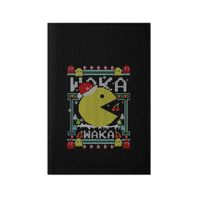 Обложка для паспорта матовая кожа с принтом Pac-man sweater в Ухте, натуральная матовая кожа | размер 19,3 х 13,7 см; прозрачные пластиковые крепления | cherry | christmas | holyday | new | pac man | pacman | snow | snowflakes | sweater | three | xmas | year | вишня | год | елка | клубника | новый | пакман | праздник | рождество | свитер