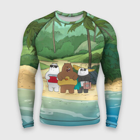 Мужской рашгард 3D с принтом Bears on the beach в Ухте,  |  | baby bears | bare bears | charle and bears | dsgngerzen | grizz | iсebear | panda | panpan | selfie panpan | vdgerir | we bare bears | вся правда о медведях