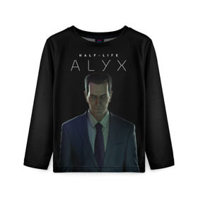 Детский лонгслив 3D с принтом Half-Life Alyx в Ухте, 100% полиэстер | длинные рукава, круглый вырез горловины, полуприлегающий силуэт
 | alyx | g man | gordon freeman | half life | valve | vr | аликс | валв | гордон фриман | джи мэн | халф лаййф