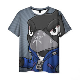 Мужская футболка 3D с принтом BRAWL STARS CROW в Ухте, 100% полиэфир | прямой крой, круглый вырез горловины, длина до линии бедер | brawl stars | brawl stars crow | brawler | crow | бравл старз | бравлер | ворон