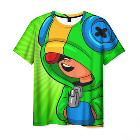 Мужская футболка 3D с принтом BRAWL STARS LEON в Ухте, 100% полиэфир | прямой крой, круглый вырез горловины, длина до линии бедер | brawl stars | brawl stars leon | brawler | leon | бравл старз | бравлер | леон