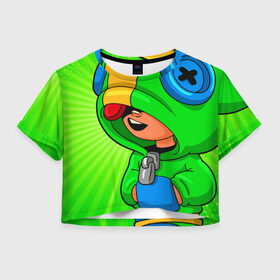 Женская футболка Crop-top 3D с принтом BRAWL STARS LEON в Ухте, 100% полиэстер | круглая горловина, длина футболки до линии талии, рукава с отворотами | brawl stars | brawl stars leon | brawler | leon | бравл старз | бравлер | леон