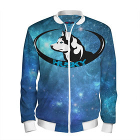 Мужской бомбер 3D Хаски: в Ухте, 100% полиэстер | застегивается на молнию, по бокам два кармана без застежек, по низу бомбера и на воротнике - эластичная резинка | домашние животные | животные | собаки | хаски