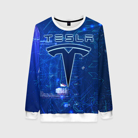 Женский свитшот 3D с принтом Tesla в Ухте, 100% полиэстер с мягким внутренним слоем | круглый вырез горловины, мягкая резинка на манжетах и поясе, свободная посадка по фигуре | cybertruck | elon reeve musk | model 3 | pickup | tech | technology | tesla | грузовик | илон маск | кибер | моторс | пикап | тесла