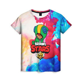 Женская футболка 3D с принтом Brawl Stars LEON в Ухте, 100% полиэфир ( синтетическое хлопкоподобное полотно) | прямой крой, круглый вырез горловины, длина до линии бедер | 2020 | android | brawl stars | crow | games | leon | mobile game | stars | бравл старс | ворон | игры | леон | мобильные игры