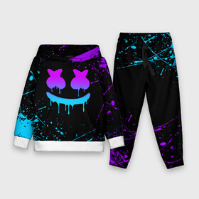 Детский костюм 3D (с толстовкой) с принтом MARSHMELLO NEON | МАРШМЕЛЛО НЕОН в Ухте,  |  | america | dj | marshmello | smile | usa | америка | маршмелло | смайл | сша