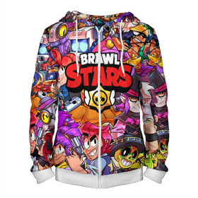 Мужская толстовка 3D на молнии с принтом BRAWL STARS в Ухте, 100% полиэстер | длина до линии бедра, манжеты и пояс оформлены мягкой тканевой резинкой, двухслойный капюшон со шнурком для регулировки, спереди молния, по бокам два кармана | brawl stars | brawl stars все персонажи | bull | colt | crow | leon | leon shark | shark | stars | акула | берли | ворон | динамайк | кольт | леон | леон акула | нита | спайк | шелли | эль примо