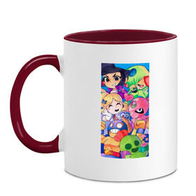 Кружка двухцветная с принтом Brawl Stars персонажи в Ухте, керамика | объем — 330 мл, диаметр — 80 мм. Цветная ручка и кайма сверху, в некоторых цветах — вся внутренняя часть | brawl stars | crow | game | leon | бравл | бравл стар | бравл старс | ворон | ворона | детская | детям | игра | компьютерная игра | кров | леон | персонаж | развлечение