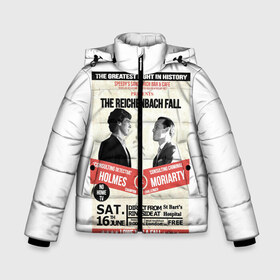 Зимняя куртка для мальчиков 3D с принтом The reichenbach fall в Ухте, ткань верха — 100% полиэстер; подклад — 100% полиэстер, утеплитель — 100% полиэстер | длина ниже бедра, удлиненная спинка, воротник стойка и отстегивающийся капюшон. Есть боковые карманы с листочкой на кнопках, утяжки по низу изделия и внутренний карман на молнии. 

Предусмотрены светоотражающий принт на спинке, радужный светоотражающий элемент на пуллере молнии и на резинке для утяжки | 221b | bbc | benedict cumberbatch | john watson | mark gatiss | martin freeman | sherlock holmes | steven moffat | бейкер | джон ватсон | мориарти | стрит | шерлок