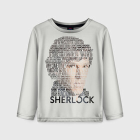 Детский лонгслив 3D с принтом SHERLOCK | ШЕРЛОК в Ухте, 100% полиэстер | длинные рукава, круглый вырез горловины, полуприлегающий силуэт
 | 221b | bbc | benedict cumberbatch | john watson | mark gatiss | martin freeman | sherlock holmes | steven moffat | бейкер | джон ватсон | мориарти | стрит | шерлок