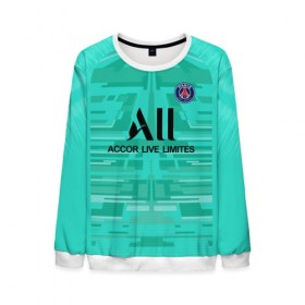 Мужской свитшот 3D с принтом Navas GK away 19-20 в Ухте, 100% полиэстер с мягким внутренним слоем | круглый вырез горловины, мягкая резинка на манжетах и поясе, свободная посадка по фигуре | champions | france | jordan | league | navas | paris | psg | лига чемпионов | навас | париж | псж