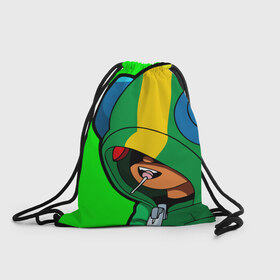 Рюкзак-мешок 3D с принтом Brawl Stars LEON в Ухте, 100% полиэстер | плотность ткани — 200 г/м2, размер — 35 х 45 см; лямки — толстые шнурки, застежка на шнуровке, без карманов и подкладки | 8 bit | 8 бит | brawl | brawl stars | crow | leon | stars | бравл | бравл старс | браво старс | игра | компьютерная | кров | леон | онлайн | старс