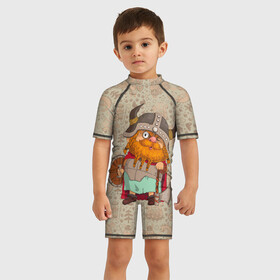 Детский купальный костюм 3D Мультяшный викинг: в Ухте, Полиэстер 85%, Спандекс 15% | застежка на молнии на спине | viking | vikings | викинг | викинги | воин | русь | скандинавы | славяне | язычник