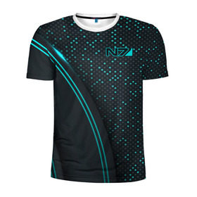 Мужская футболка 3D спортивная с принтом Mass Effect N7 в Ухте, 100% полиэстер с улучшенными характеристиками | приталенный силуэт, круглая горловина, широкие плечи, сужается к линии бедра | andromeda | bioware | n7 | shepard | shooter | геты | жнецы | инженер | масс эффект | разведчик | солдат | страж | цербер | штурмовик | шутер