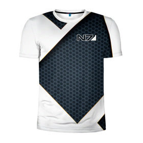 Мужская футболка 3D спортивная с принтом Mass Effect N7 в Ухте, 100% полиэстер с улучшенными характеристиками | приталенный силуэт, круглая горловина, широкие плечи, сужается к линии бедра | andromeda | bioware | n7 | shepard | shooter | геты | жнецы | инженер | масс эффект | разведчик | солдат | страж | цербер | штурмовик | шутер