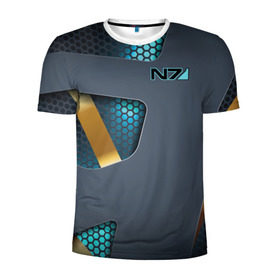 Мужская футболка 3D спортивная с принтом MASS EFFECT N7 | МАСС ЭФФЕКТ Н7 в Ухте, 100% полиэстер с улучшенными характеристиками | приталенный силуэт, круглая горловина, широкие плечи, сужается к линии бедра | andromeda | bioware | n7 | shepard | shooter | геты | жнецы | инженер | масс эффект | разведчик | солдат | страж | цербер | штурмовик | шутер