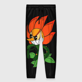 Женские брюки 3D с принтом Cuphead - Кэгни Гвоздика в Ухте, полиэстер 100% | прямой крой, два кармана без застежек по бокам, с мягкой трикотажной резинкой на поясе и по низу штанин. В поясе для дополнительного комфорта — широкие завязки | cuphead | босс | гвоздика | кэгни | цветок