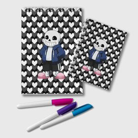 Блокнот с принтом UNDERTALE в Ухте, 100% бумага | 48 листов, плотность листов — 60 г/м2, плотность картонной обложки — 250 г/м2. Листы скреплены удобной пружинной спиралью. Цвет линий — светло-серый
 | chara | frisk | sans | undertale | андертале | андертейл | игра | подземная история | подземная сказка | санс | ундертале | фриск | чара