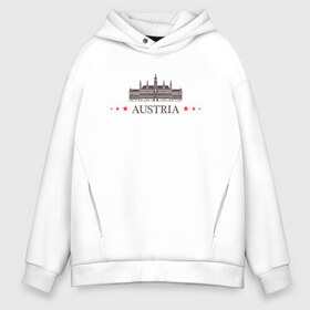 Мужское худи Oversize хлопок с принтом Австрия в Ухте, френч-терри — 70% хлопок, 30% полиэстер. Мягкий теплый начес внутри —100% хлопок | боковые карманы, эластичные манжеты и нижняя кромка, капюшон на магнитной кнопке | вена | достопримечательность | ратуша | страна
