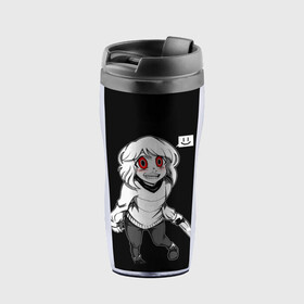 Термокружка-непроливайка с принтом UNDERTALE в Ухте, внутренняя часть — пищевой пластик, наружная часть — прозрачный пластик, между ними — полиграфическая вставка с рисунком | объем — 350 мл, герметичная крышка | Тематика изображения на принте: chara | frisk | sans | undertale | андертале | андертейл | игра | подземная сказка | санс | ундертале | фриск | чара