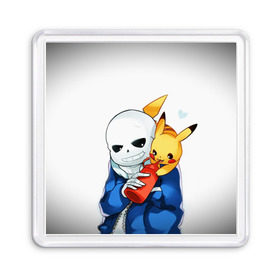 Магнит 55*55 с принтом UNDERTALE в Ухте, Пластик | Размер: 65*65 мм; Размер печати: 55*55 мм | chara | frisk | sans | undertale | андертале | андертейл | игра | пика | пикачу | подземная история | подземная сказка | покемон | санс | ундертале | фриск | чара