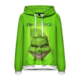 Мужская толстовка 3D с принтом Grinch Face в Ухте, 100% полиэстер | двухслойный капюшон со шнурком для регулировки, мягкие манжеты на рукавах и по низу толстовки, спереди карман-кенгуру с мягким внутренним слоем. | christmas | claus | grinch stole | how the | jingle | merry | santa | гринч | гуманоид | диккенс | ктоград | олени | рождество | снежинки | чарльз