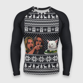 Мужской рашгард 3D с принтом woman yelling at cat в Ухте,  |  | Тематика изображения на принте: happy new year | mem | woman yelling at cat | женщина кричит на кота | мем | новый год