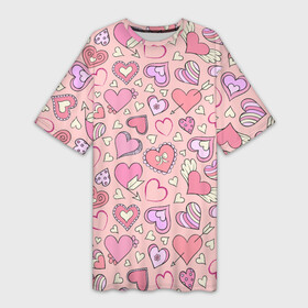 Платье-футболка 3D Сердечки: в Ухте,  |  | hearts | texture | сердечки | текстура