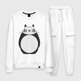 Женский костюм хлопок с принтом Panda Totoro в Ухте, 100% хлопок | на свитшоте круглая горловина, мягкая резинка по низу. Брюки заужены к низу, на них два вида карманов: два 