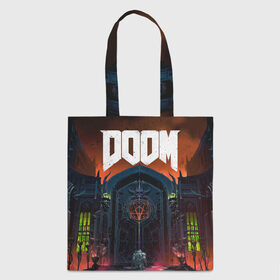 Сумка 3D повседневная с принтом DOOM - Hellgate в Ухте, 100% полиэстер | Плотность: 200 г/м2; Размер: 34×35 см; Высота лямок: 30 см | doom | eternal | game | gate | hell | horror | ад | врата | дум | игра | персонаж | хоррор | шутер