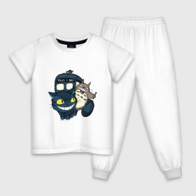 Детская пижама хлопок с принтом Tardis Totoro в Ухте, 100% хлопок |  брюки и футболка прямого кроя, без карманов, на брюках мягкая резинка на поясе и по низу штанин
 | Тематика изображения на принте: doctor who | forest | friend | ghibli | japan | keeper | miyazaki | nature | neigbor | neighbour | tardis | totoro | анимация | аниме | гибли | доктор кто | друг | животные | кот | лес | любовь | милый | мир | миядзаки | мульт | мультфильм | приключения |