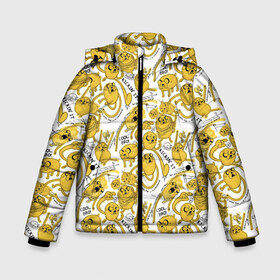 Зимняя куртка для мальчиков 3D с принтом Jake (pattern) в Ухте, ткань верха — 100% полиэстер; подклад — 100% полиэстер, утеплитель — 100% полиэстер | длина ниже бедра, удлиненная спинка, воротник стойка и отстегивающийся капюшон. Есть боковые карманы с листочкой на кнопках, утяжки по низу изделия и внутренний карман на молнии. 

Предусмотрены светоотражающий принт на спинке, радужный светоотражающий элемент на пуллере молнии и на резинке для утяжки | adventure time | dsgngerzen | finn | jake | princess bubblegum | vdgerir | время приключений | парнишка | пёс | пес джейк | фин | финн и джейк