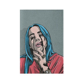 Обложка для паспорта матовая кожа с принтом Билли Айлиш в Ухте, натуральная матовая кожа | размер 19,3 х 13,7 см; прозрачные пластиковые крепления | билли айлиш | знаменитость | рисунок