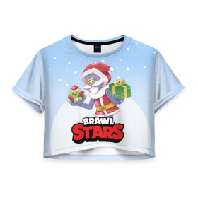 Женская футболка Cropp-top с принтом Brawl Stars. Christmas Barley в Ухте, 100% полиэстер | круглая горловина, длина футболки до линии талии, рукава с отворотами | bo | brawl | brock | bull | colt | dynamike | elprimo | jessie | leon | moba | nita | shelly | stars | бо | брок | булл | джесси | динамайк | кольт | леон | нита | шелли | эльпримо