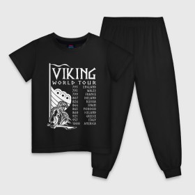 Детская пижама хлопок с принтом Viking world tour в Ухте, 100% хлопок |  брюки и футболка прямого кроя, без карманов, на брюках мягкая резинка на поясе и по низу штанин
 | tour | viking | vikings | world | викинг | викинги | воин | русь | скандинавы | славяне | тур | турне | язычник