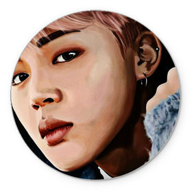 Коврик для мышки круглый с принтом Jimin BTS в Ухте, резина и полиэстер | круглая форма, изображение наносится на всю лицевую часть | bts | jimin | бтс | группа | корея | чимин