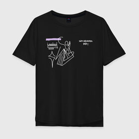 Мужская футболка хлопок Oversize с принтом SAYONARA BOY. в Ухте, 100% хлопок | свободный крой, круглый ворот, “спинка” длиннее передней части | Тематика изображения на принте: aldjey | allj | rap | sayonara boy | музыка | певец | рэп | сеньора бой | хип хоп | элджей