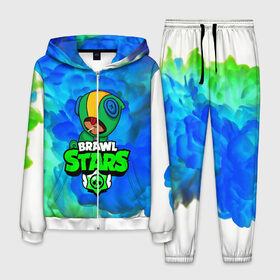 Мужской костюм 3D с принтом BRAWL STARS LEON в Ухте, 100% полиэстер | Манжеты и пояс оформлены тканевой резинкой, двухслойный капюшон со шнурком для регулировки, карманы спереди | 2020 | android | brawl stars | crow | games | leon | mobile game | stars | бравл старс | ворон | игры | леон | мобильные игры