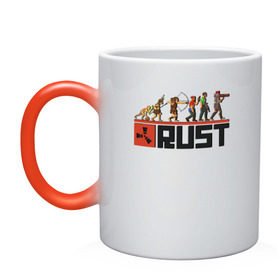 Кружка хамелеон с принтом Evolution Rust в Ухте, керамика | меняет цвет при нагревании, емкость 330 мл | multiplayer | rpg | rust | выживание | игра rust | игра раст | игры | многопользовательская игра | мультиплеер | раст | рпг | симулятор | симулятора выживания