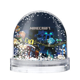 Снежный шар с принтом MINECRAFT в Ухте, Пластик | Изображение внутри шара печатается на глянцевой фотобумаге с двух сторон | game | minecraft | блоки | игра | квадраты | компьютерная игра | крипер | майнкрафт