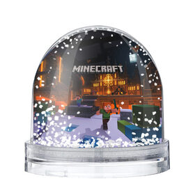 Снежный шар с принтом MINECRAFT в Ухте, Пластик | Изображение внутри шара печатается на глянцевой фотобумаге с двух сторон | game | minecraft | блоки | игра | квадраты | компьютерная игра | крипер | майнкрафт