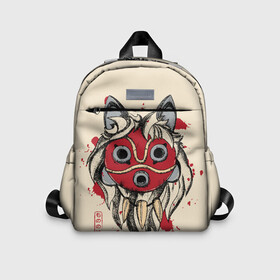 Детский рюкзак 3D с принтом Princess Mononoke в Ухте, 100% полиэстер | лямки с регулируемой длиной, сверху петелька, чтобы рюкзак можно было повесить на вешалку. Основное отделение закрывается на молнию, как и внешний карман. Внутри дополнительный карман. По бокам два дополнительных кармашка | Тематика изображения на принте: eboshi | ghibli | hayao | hime | lady | miyazaki | mononoke | princess | studio | аситака | волчица | гибли | дух леса | мононоке | моро | сан