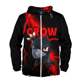 Мужская ветровка 3D с принтом Brawl Stars CROW в Ухте, 100% полиэстер | подол и капюшон оформлены резинкой с фиксаторами, два кармана без застежек по бокам, один потайной карман на груди | 8 bit | 8 бит | brawl | brawl stars | crow | leon | stars | бравл | бравл старс | браво старс | игра | компьютерная | кров | леон | онлайн | старс