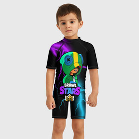 Детский купальный костюм 3D с принтом Brawl Stars LEON в Ухте, Полиэстер 85%, Спандекс 15% | застежка на молнии на спине | 8 bit | 8 бит | brawl | brawl stars | crow | leon | stars | бравл | бравл старс | браво старс | игра | компьютерная | кров | леон | онлайн | старс
